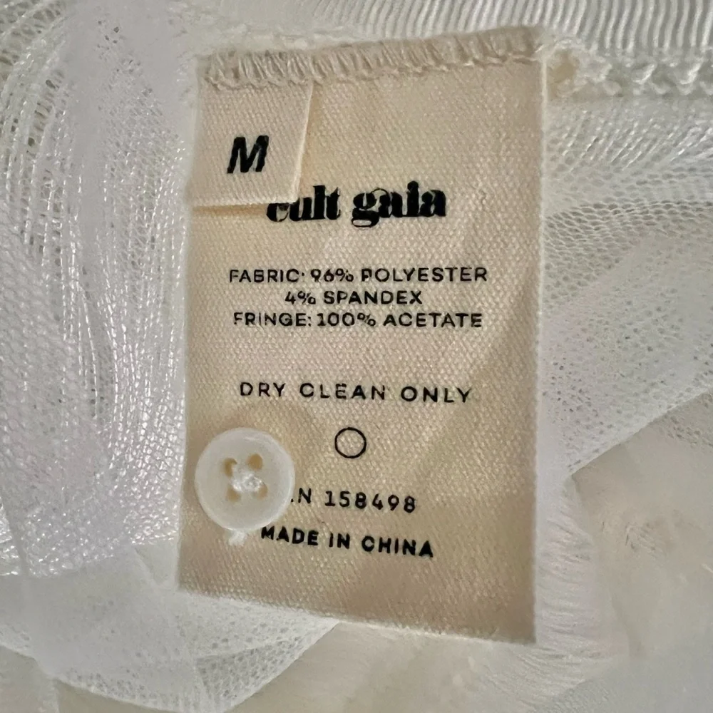 NWOT Cult Gaia Renata Draped Fringe Halter Gown Off White Bridal Wedding Size M - Picture 8 of 9